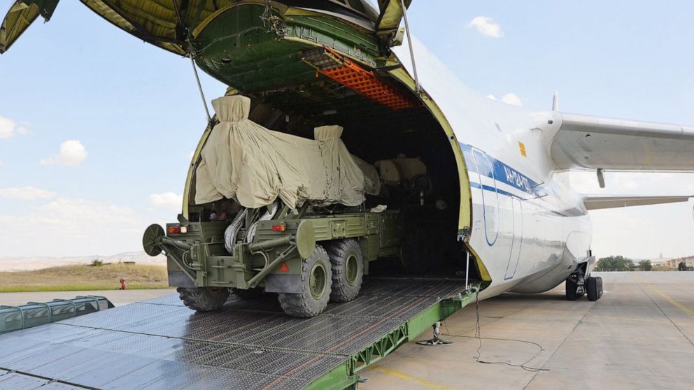 PHOTO: The final parts of the second battery of Russian S-400 missile defense system arrive at Murted Airbase in Ankara, Turkey, on Sept. 15, 2019.