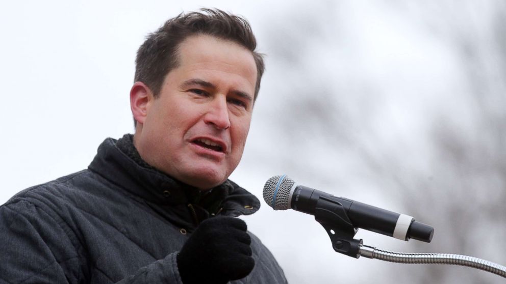 PHOTO: Congressman Seth Moulton addresses the crowd during a Stand With Planned Parenthood rally at the Boston Common in Boston, Mass., March 4, 2017.