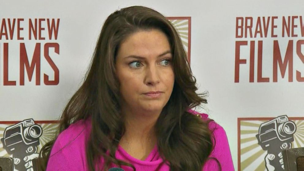 PHOTO: Samantha Holvey, former Miss North Carolina USA 2005, appears at press conference in New York City on Dec. 11, 2017, alongside other women who have publicly accused President Donald Trump of sexual harassment and assault. 