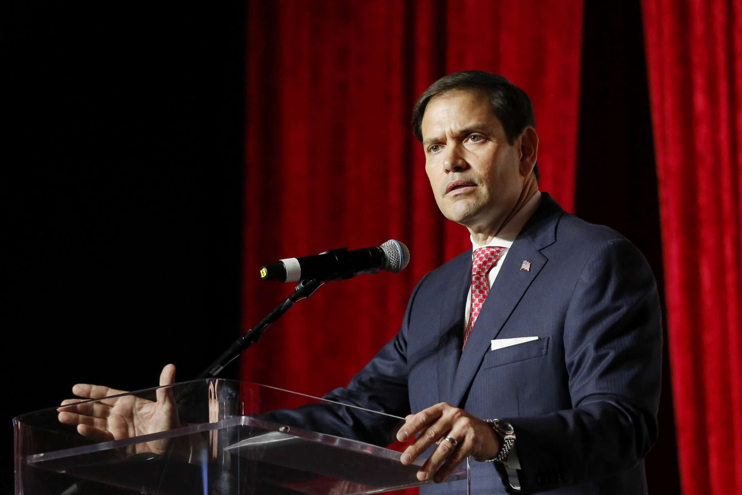PHOTO: Senator Marco Rubio, a Republican from Florida, speaks during the Republican Party of Florida 2022 Victory Dinner in Hollywood, Fla., July 23, 2022.