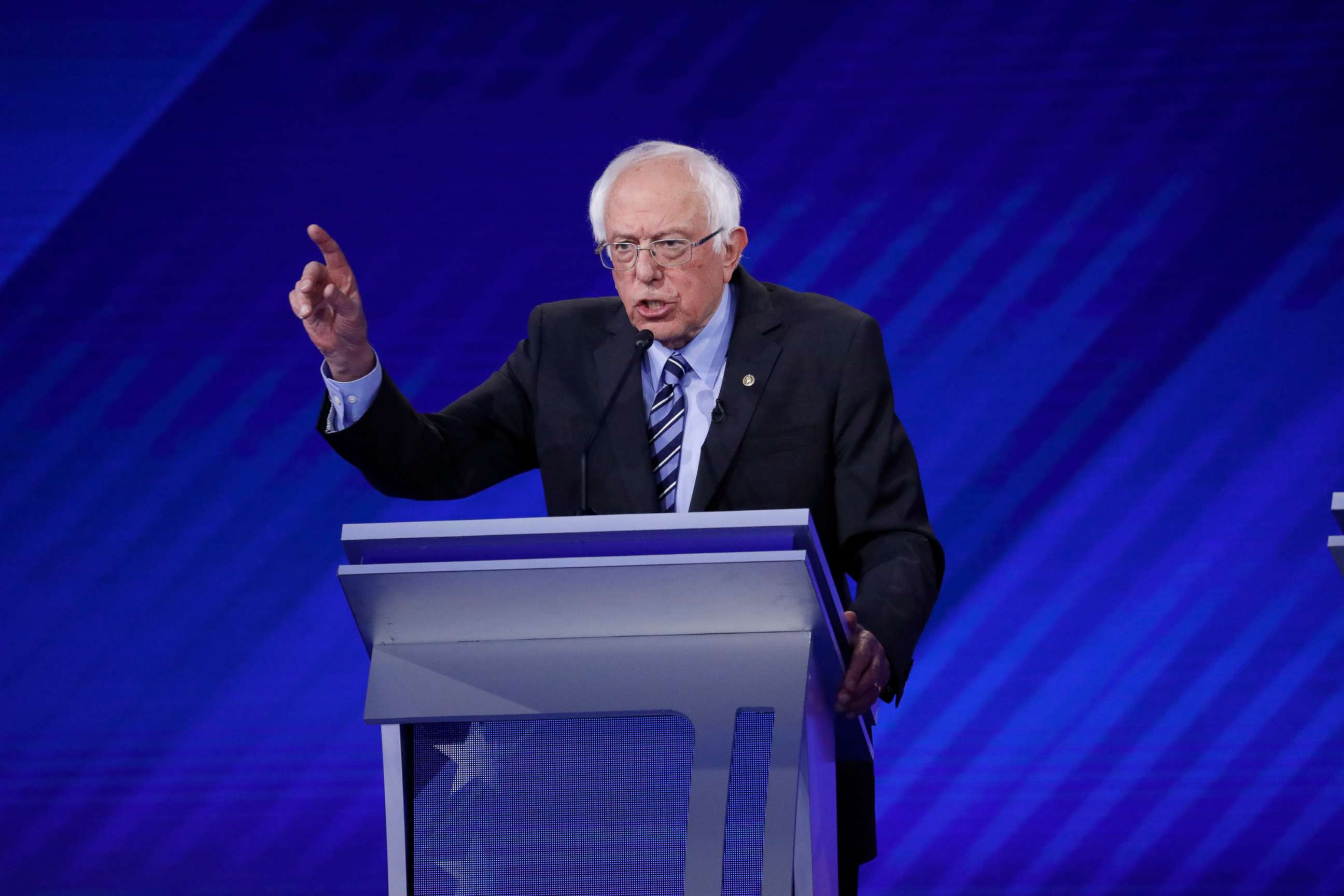 PHOTO: Democratic presidential candidate Sen. Bernie Sanders speaks during the third Democratic primary debate of the 2020 presidential campaign season in Houston, Texas, Sept. 12, 2019.