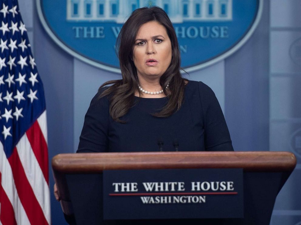 White House Press Secretary Sarah Huckabee Sanders speaks during a press briefing at the White House, March 11, 2019.