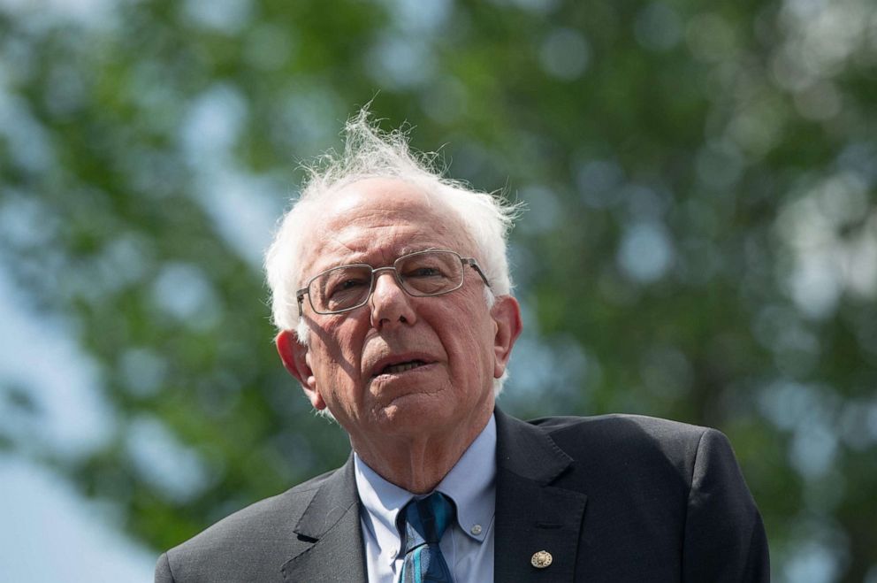 PHOTO: Bernie Sanders attends a press conference to introduce college affordability legislation outside the US Capitol in Washington, D.C., June 24, 2019.