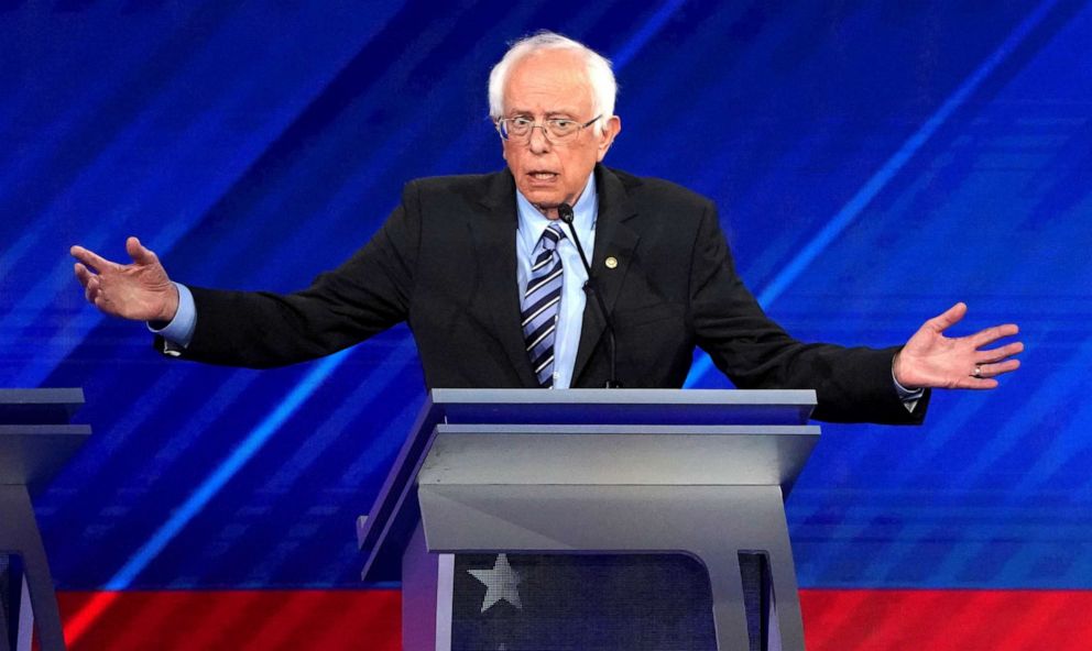 PHOTO: Senator Bernie Sanders speaks during the 2020 Democratic U.S. presidential debate in Houston, T.X. on Sept. 12, 2019.