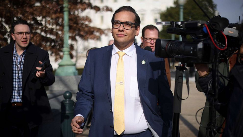 PHOTO: Rep. George Santos leaves the Capitol, Jan. 12, 2023, in Washington, D.C.