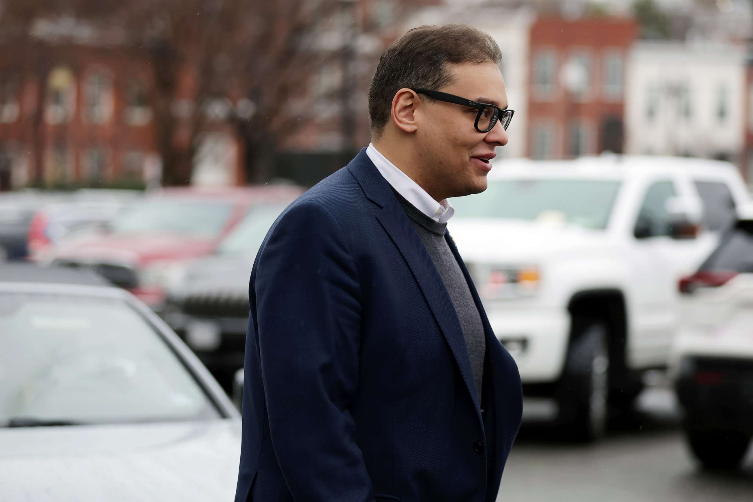 PHOTO: Rep. George Santos leaves the Capitol Hill Club on January 31, 2023 in Washington, DC.