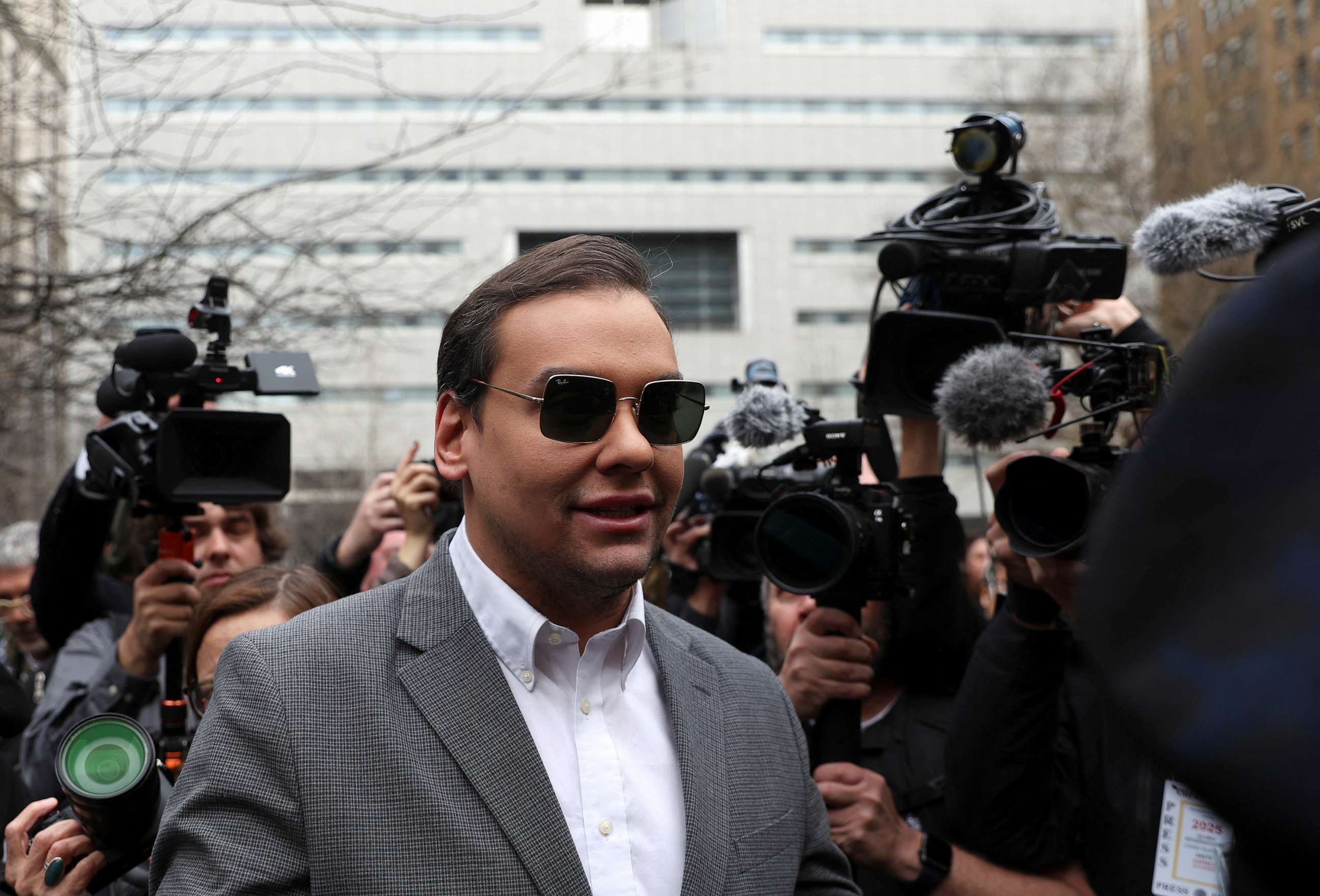 PHOTO: Representative George Santos arrives outside Manhattan Criminal Courthouse, on the day of Trump's appearance to court after his indictment by a Manhattan grand jury, in New York City, April 4, 2023.