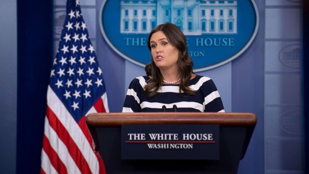 PHOTO: White House press secretary Sarah Huckabee Sanders holds a press briefing, May 11, 2018, at the White House in Washington, D.C.