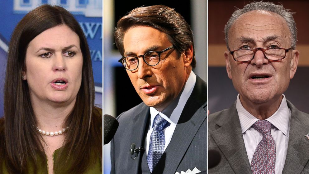PHOTO: Pictured (L-R) are White House Deputy Press Secretary Sarah Huckabee Sanders, Jay Sekulow, Chief Counsel of the American Center for Law and Justice and Senate Minority Leader Chuck Schumer.