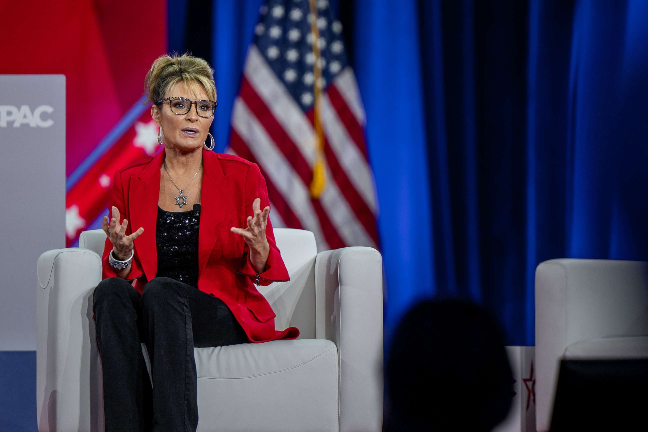 PHOTO: U.S. House candidate former Alaska Gov. Sarah Palin speaks at the Conservative Political Action Conference CPAC held at the Hilton Anatole on August 4, 2022, in Dallas.