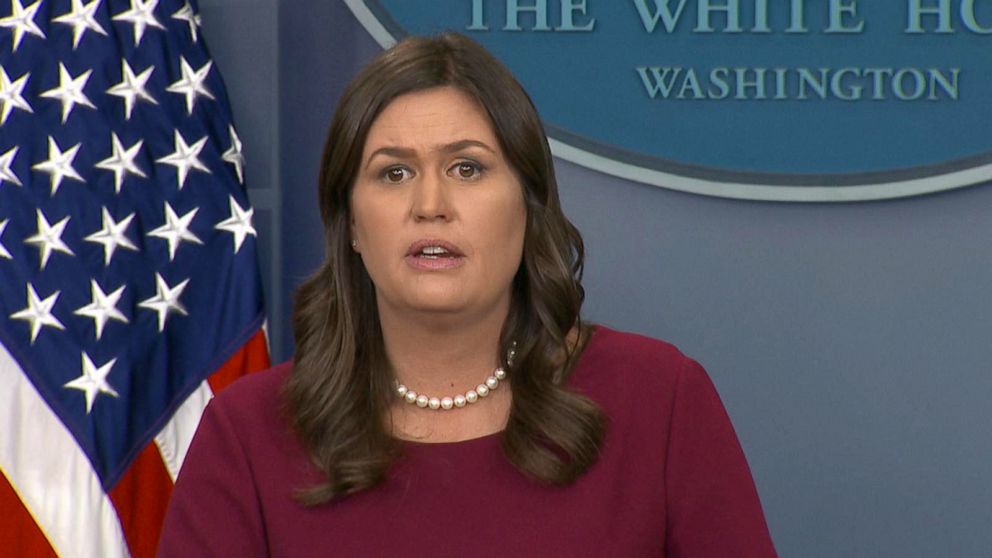 PHOTO: White House press secretary Sarah Sanders appeared to get audibly choked up while answering a child reporter's question about school safety.