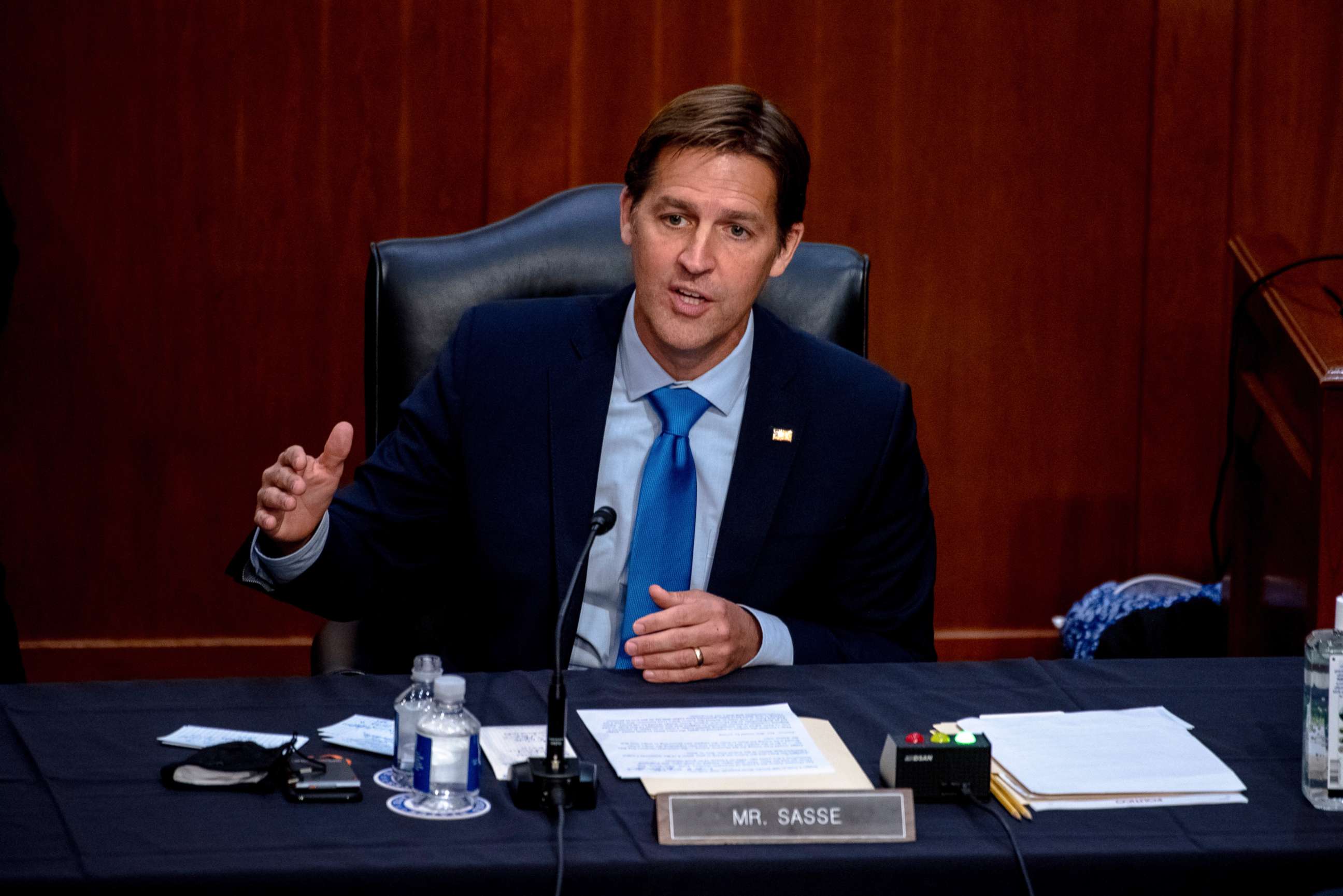 PHOTO: Sen. Ben Sasse speaks during the confirmation hearing for Supreme Court nominee Amy Coney Barrett, before the Senate Judiciary Committee on Capitol Hill, in Washington, Oct. 14, 2020.