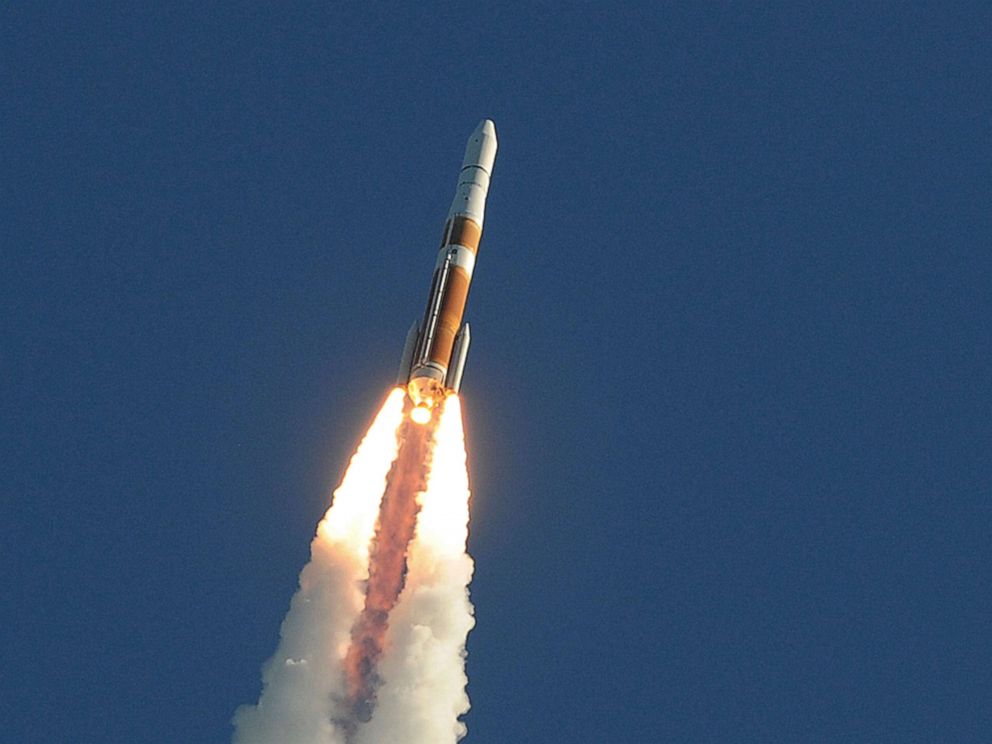 PHOTO: In this Aug. 22, 2019, file photo, a United Launch Alliance Delta IV rocket in space at complex 37 in Cape Canaveral Air Force Station carrying the second GPS III Magellan spacecraft to a medium earth orbit for the U.S. Air Force.