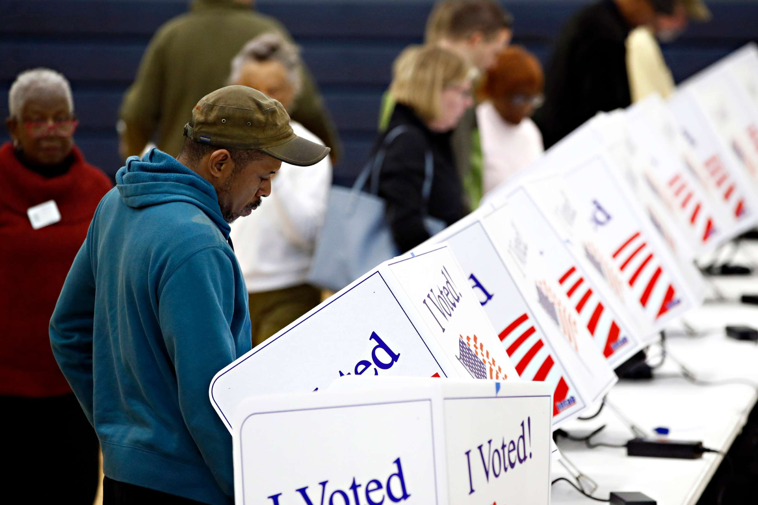 PHOTO: A voter fills out his ballot at a Democratic primary polling place, Feb. 29, 2020, in North Charleston, S.C.