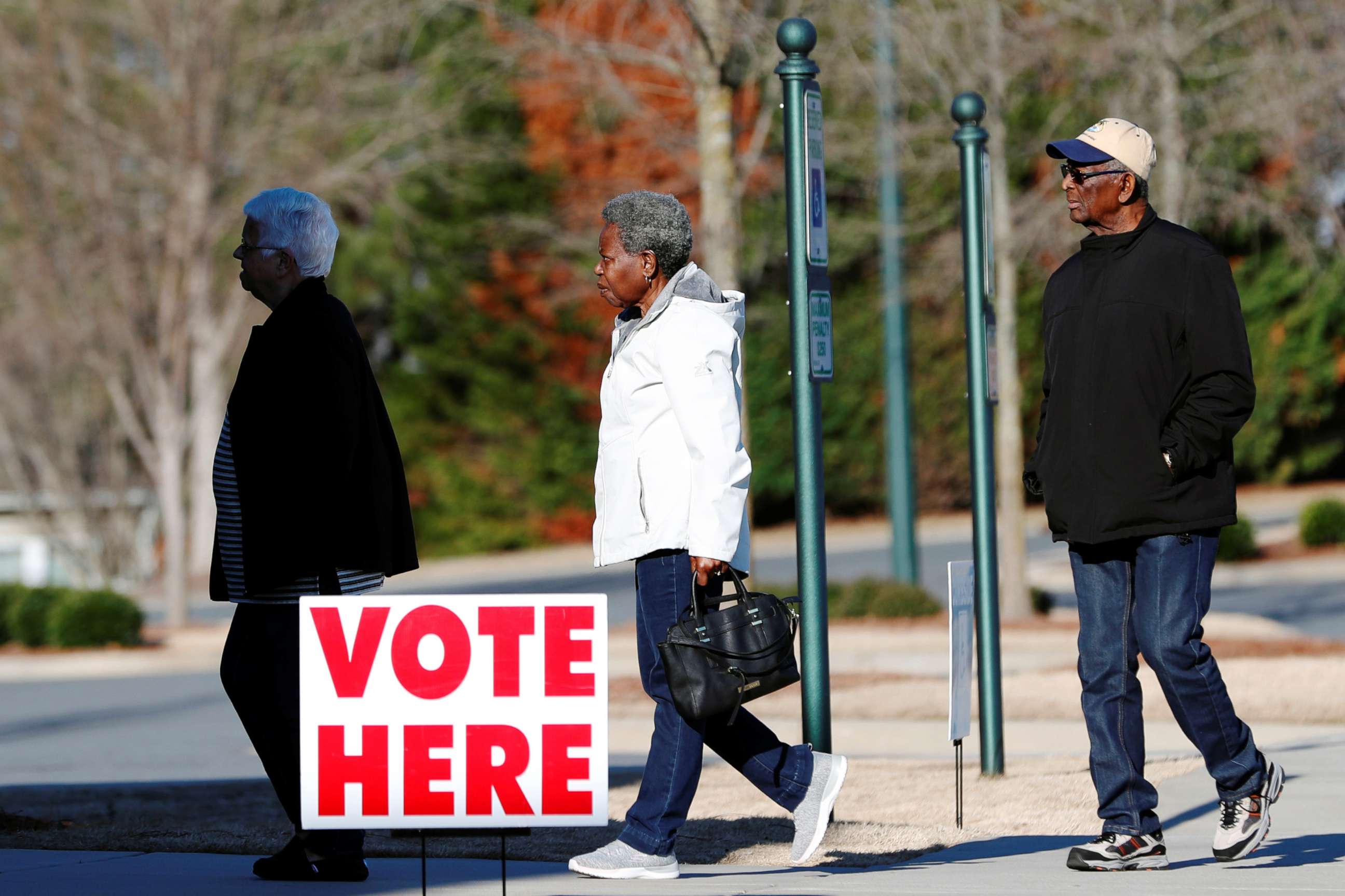 PHOTO: Voters arrive to cast their votes at a polling station for the South Carolina Democratic primary, in Fort Mill, S.C. on Feb. 29, 2020.