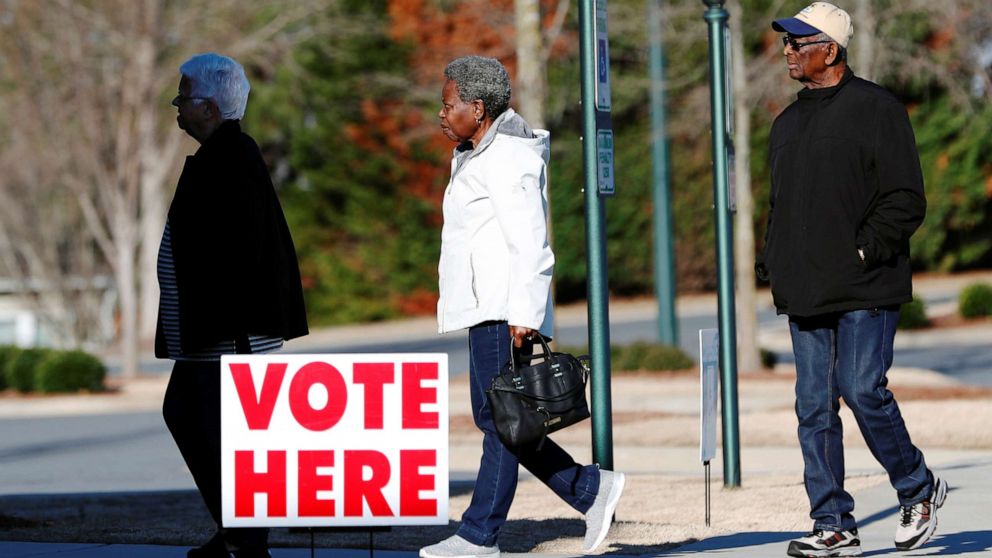 PHOTO: Voters arrive to cast their votes at a polling station for the South Carolina Democratic primary, in Fort Mill, S.C. on Feb. 29, 2020.