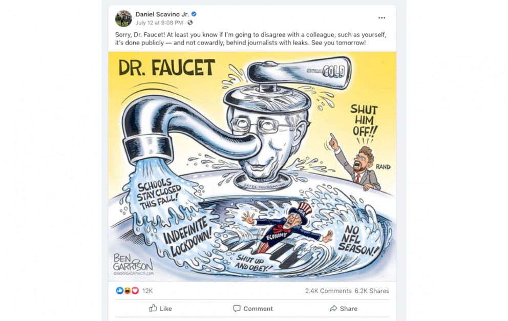 PHOTO: A cartoon posted by White House social media director Dan Scavino to his Facebook account on July 12, 2020. 