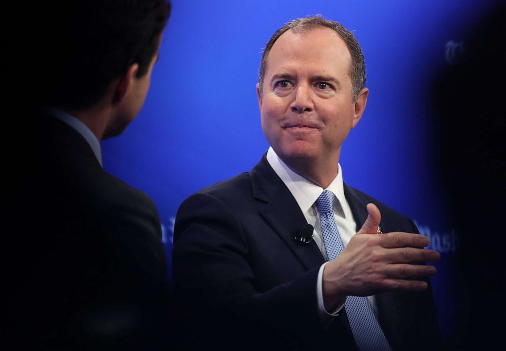 PHOTO: Rep. Adam Schiff appears on a Washington Post Live discussion on the Mueller Report, April 30, 2019, in Washington, D.C.