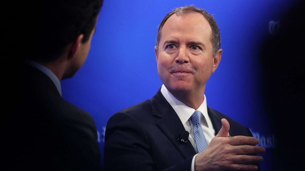 PHOTO: Rep. Adam Schiff appears on a Washington Post Live discussion on the Mueller Report, April 30, 2019, in Washington, D.C.
