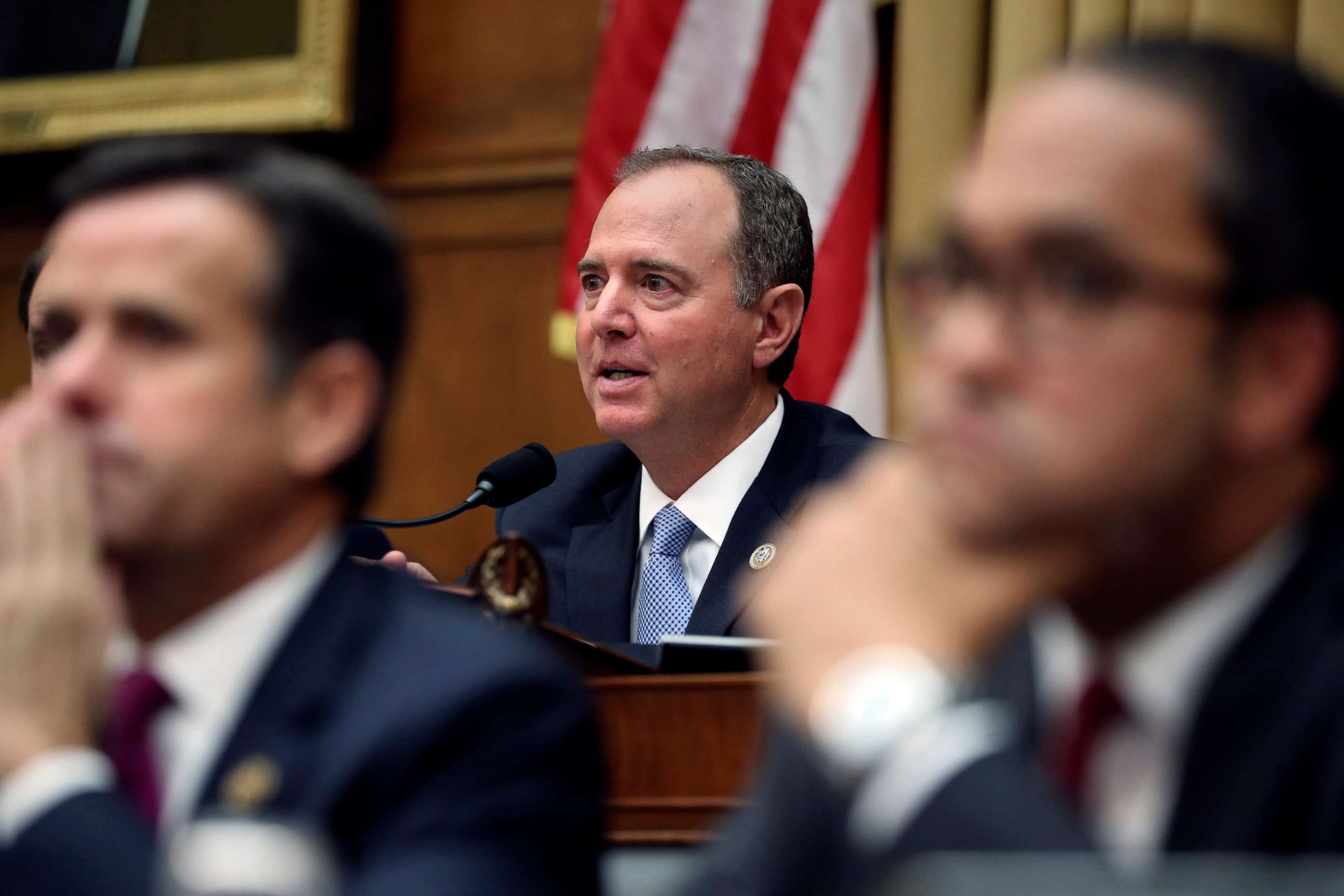 PHOTO: House Intelligence Committee Chairman Adam Schiff questions former special counsel Robert Mueller during his testimony before the House Intelligence Committee on his report on Russian election interference, July 24, 2019, in Washington, D.C.