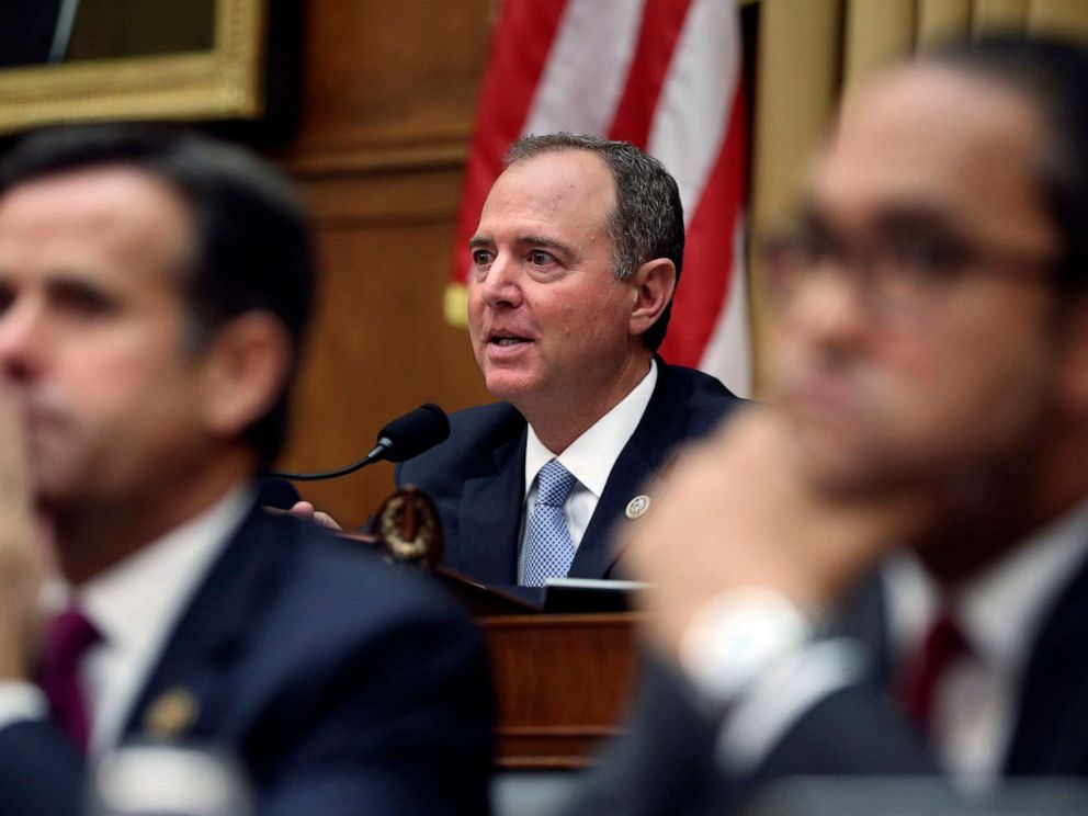 PHOTO: House Intelligence Committee Chairman Adam Schiff questions former special counsel Robert Mueller during his testimony before the House Intelligence Committee on his report on Russian election interference, July 24, 2019, in Washington, D.C.