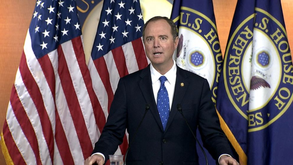 PHOTO: Rep. Adam Schiff holds a press conference, Dec. 3, 2019, in Washington, DC.