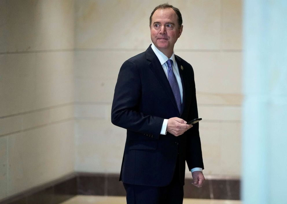 PHOTO: Chairman of the House Intelligence Committee Adam Schiff (D-CA) arrives for a closed hearing with Michael Cohen, the former personal attorney of U.S. President Donald Trump, on Capitol Hill, Feb. 28, 2019. 