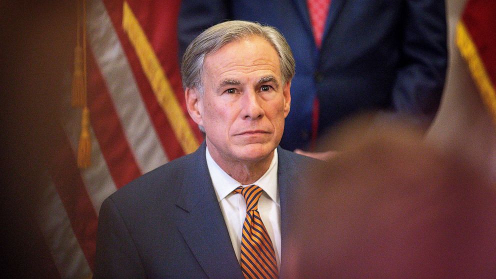 PHOTO: Texas Governor Greg Abbott attends a press conference in Austin, Texas, June 8, 2021.