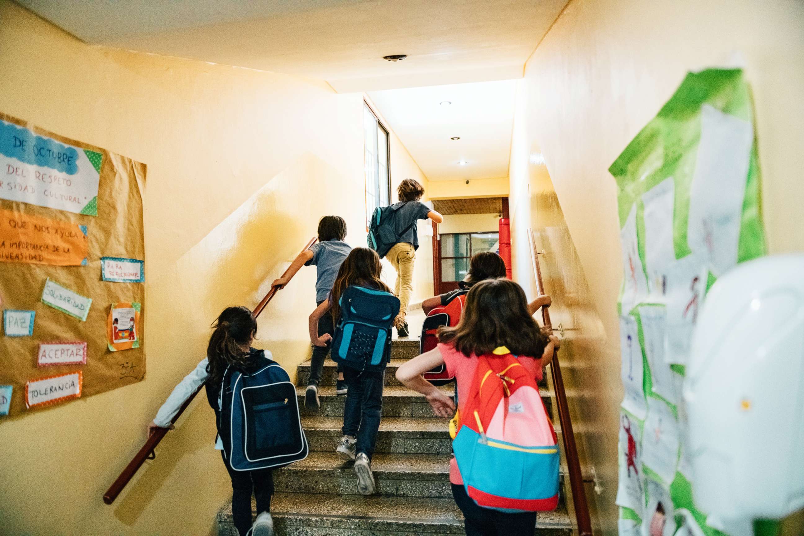 PHOTO: In this undated file photo, students walk up stairs on their way to class.