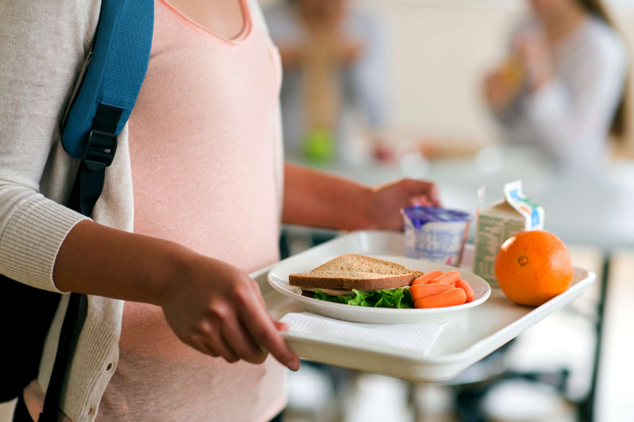 PHOTO: A young girl carries a her lunch in this stock photo.