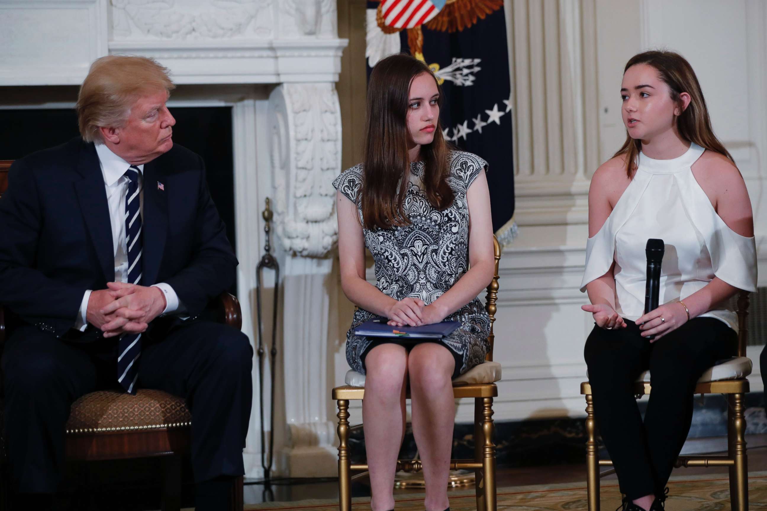 PHOTO: President Donald Trump hosts a listening session with Marjory Stoneman Douglas High School students and others to discuss school safety at the White House in Washington, Feb. 21, 2018.