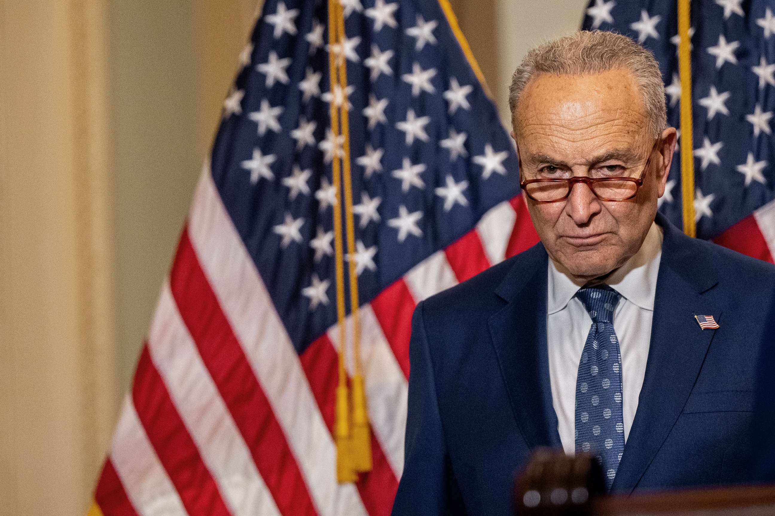 PHOTO: Sen. Majority Leader Chuck Schumer during a news conference, June 22, 2022, in Washington, D.C.