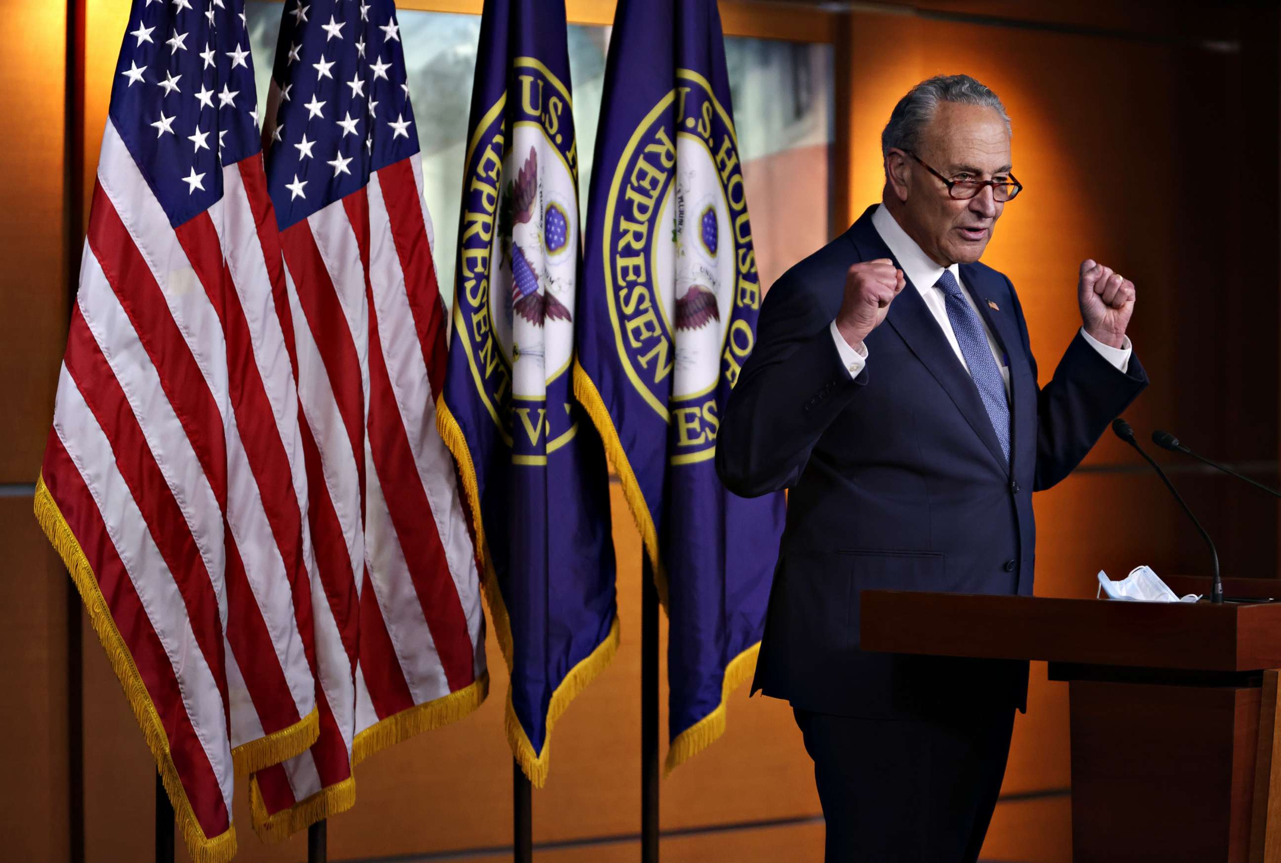 PHOTO: Senate Minority Leader Sen. Chuck Schumer participates in a news conference at the Capitol, Aug. 7, 2020, in Washington.