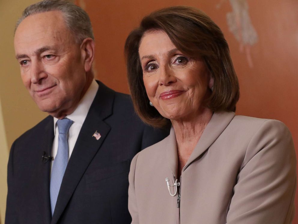 PHOTO: House Speaker Nancy Pelosi and Senate Minority Leader Chuck Schumer speak on Capitol Hill in response to President Donald Trumps prime-time address on border security, Jan. 8, 2019, in Washington.