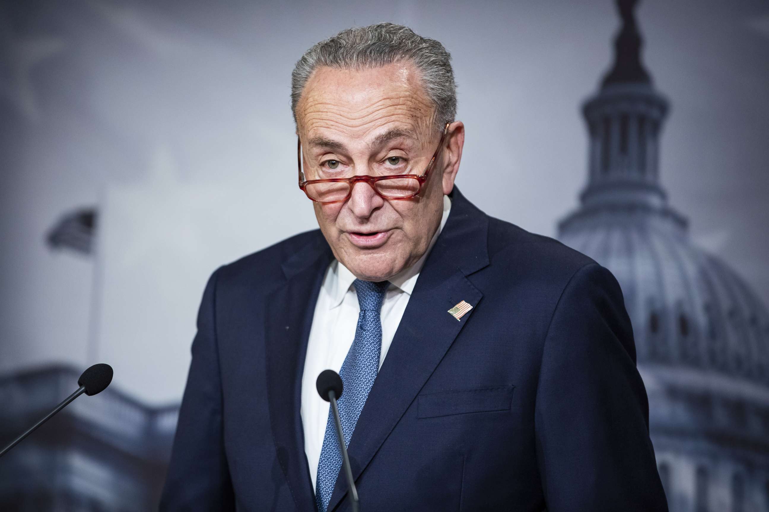 PHOTO: Senate Minority Leader Chuck Schumer holds a press conference at the U.S. Capitol, Dec. 16, 2019, in Washington, DC.