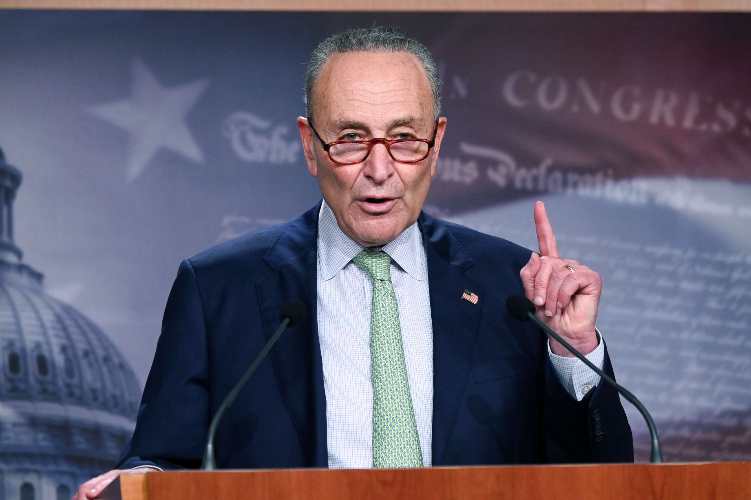 PHOTO: Senate Minority Leader Chuck Schumer (D-NY) participates in a news conference at the Capitol, Oct. 1, 2020. 