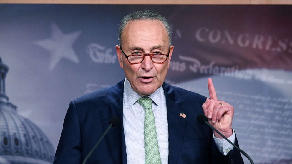 PHOTO: Senate Minority Leader Chuck Schumer (D-NY) participates in a news conference at the Capitol, Oct. 1, 2020.