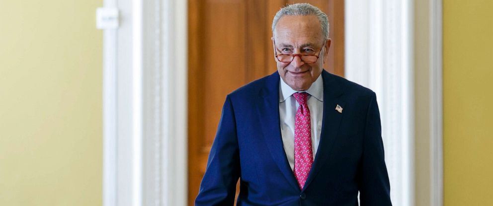 PHOTO: Senate Majority Leader Chuck Schumer (D-NY) walks to the Senate Chambers in the Capitol Building on June 01, 2023 in Washington, DC.