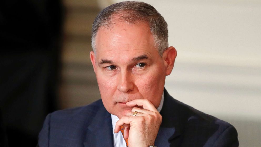 Environmental Protection Agency Administrator Scott Pruitt attends a meeting with state and local officials in the State Dining Room of the White House in Washington, D.C., Feb. 12, 2018. Pruitt and his staffers took nearly $150,000 in commercial and charter flights over seven-months last year, including repeated trips to Pruitt's home state of Oklahoma, according to travel vouchers obtained by an environmental group.