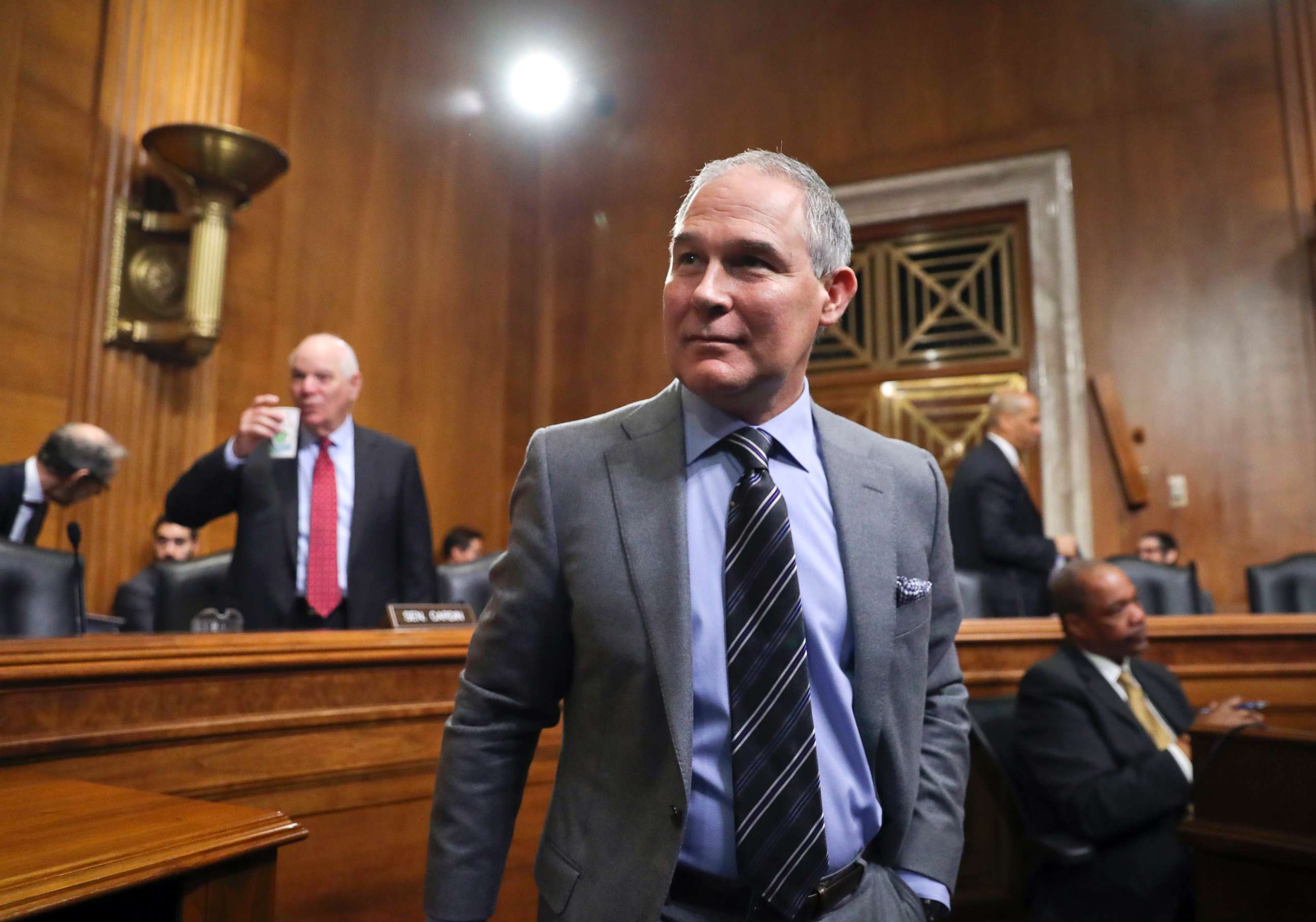 PHOTO: Environmental Protection Agency Administrator Scott Pruitt arrives to testify before the Senate Environment Committee on Capitol Hill in Washington, Jan. 30, 2018.