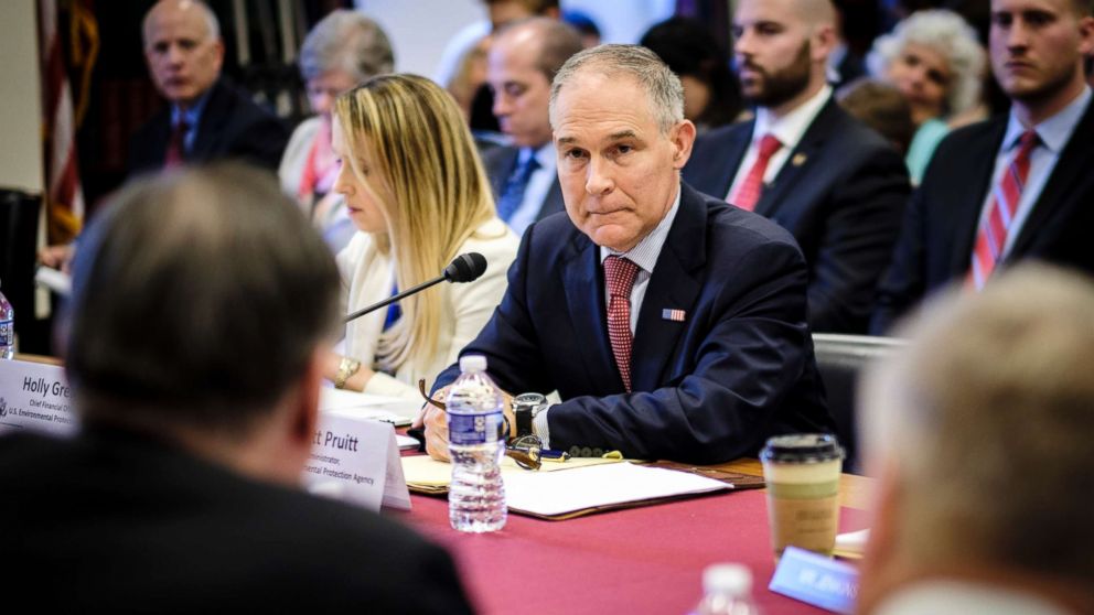 PHOTO: Scott Pruitt, administrator of the Environmental Protection Agency, testifies before the House Interior, Environment and Related Agencies Appropriations subcommittee on Capitol Hill in Washington, April 26, 2018.