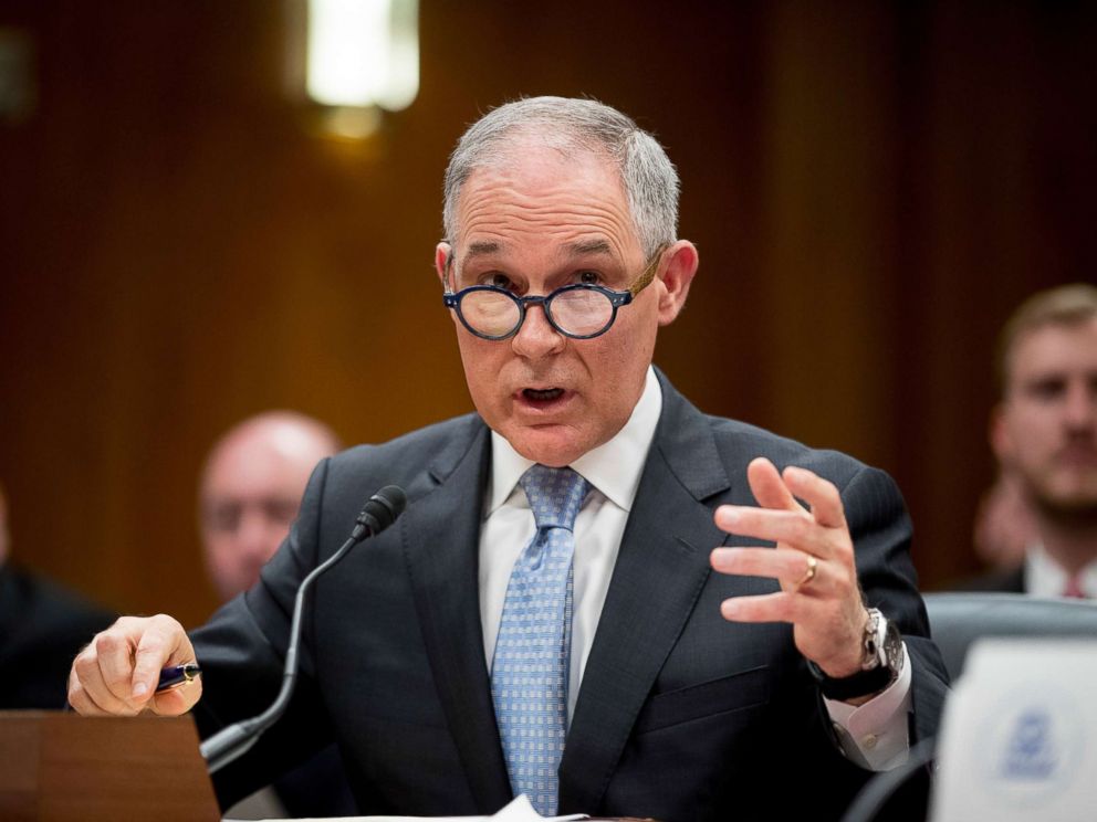 PHOTO: Environmental Protection Agency Administrator Scott Pruitt testifies before a Senate Appropriations subcommittee on the Interior, Environment, and Related Agencies on budget on Capitol Hill in Washington, May 16, 2018.