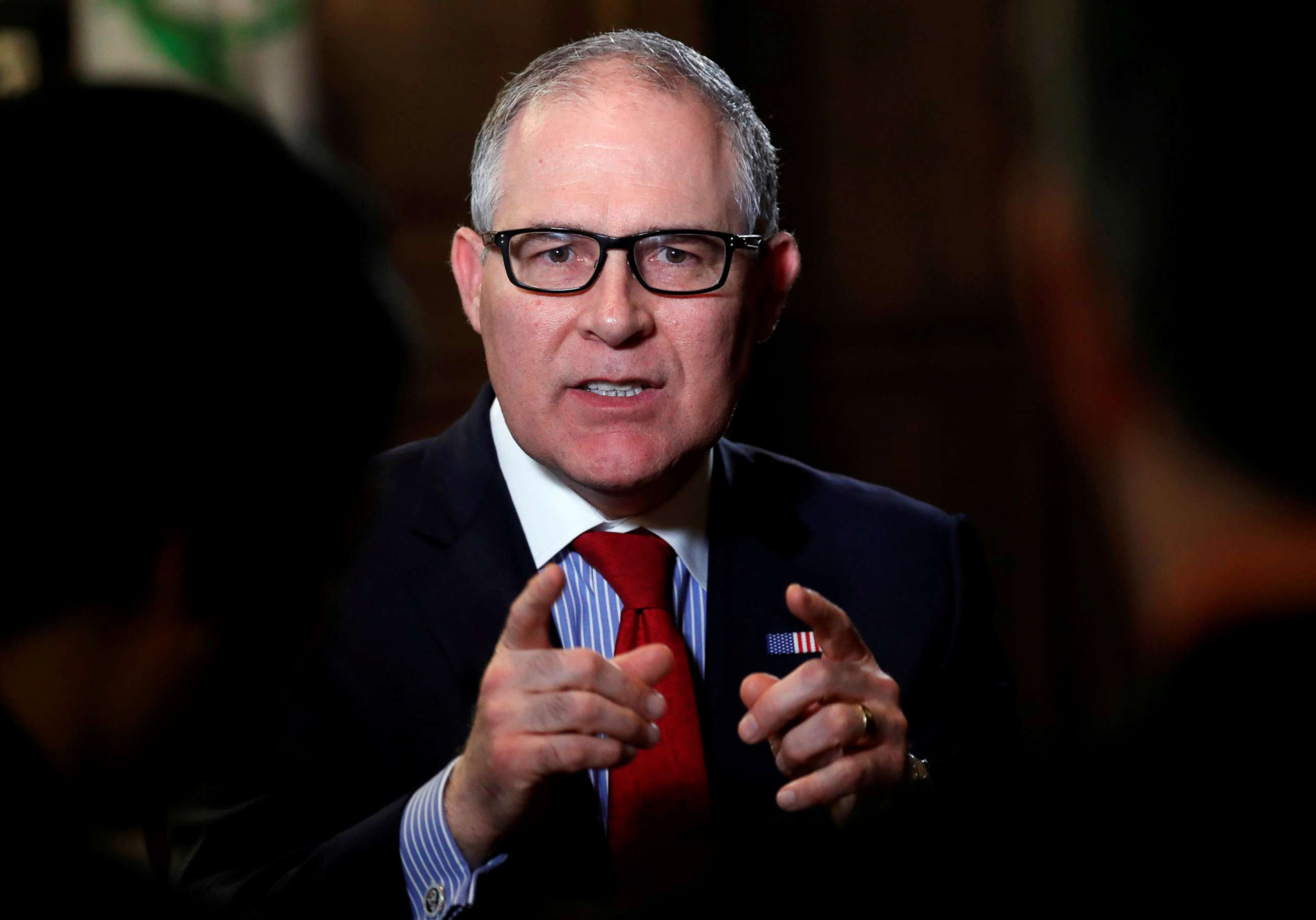 PHOTO: Environmental Protection Agency Administrator Scott Pruitt speaks during an interview with Reuters journalists in Washington, Jan. 9, 2018.