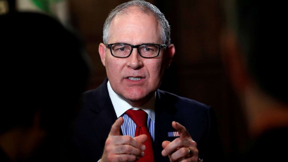PHOTO: Environmental Protection Agency Administrator Scott Pruitt speaks during an interview with Reuters journalists in Washington, Jan. 9, 2018.