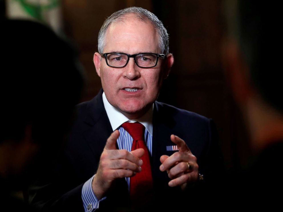 PHOTO: Environmental Protection Agency Administrator Scott Pruitt speaks during an interview with Reuters journalists in Washington, Jan. 9, 2018.