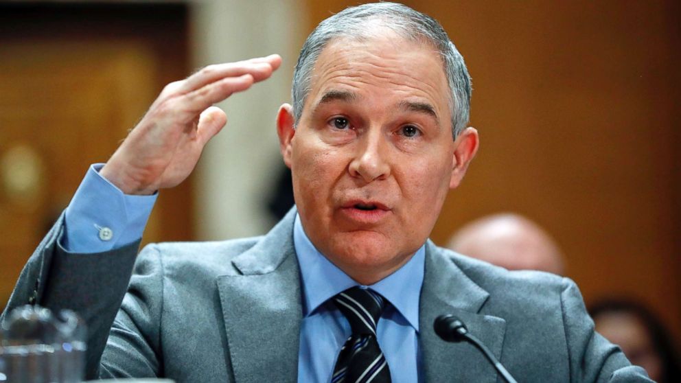 Scott Pruitt, Environmental Protection Agency Administrator, testifies before the Senate Environment Committee on Capitol Hill in Washington, Jan. 30, 2018. 