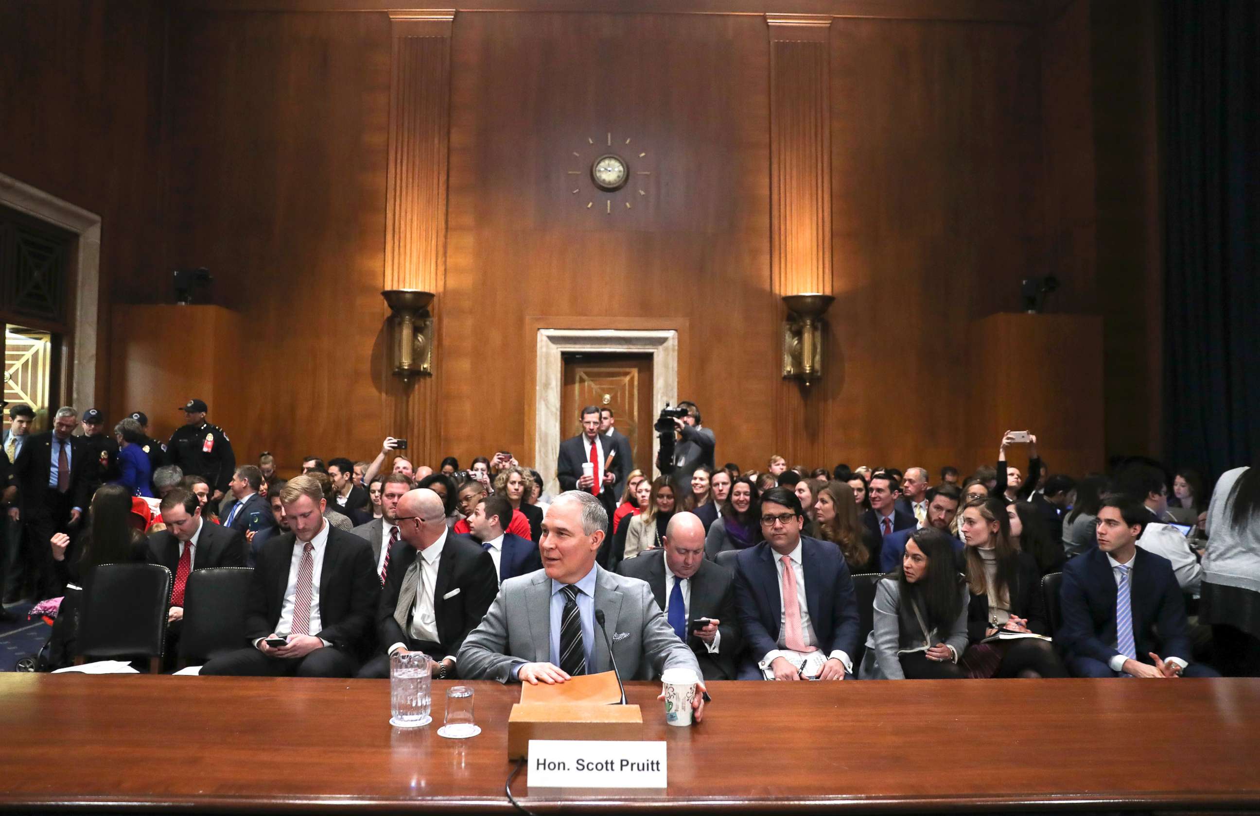 PHOTO: Environmental Protection Agency Administrator Scott Pruitt testifies before the Senate Environment Committee on Capitol Hill, Jan. 30, 2018, in Washington. 