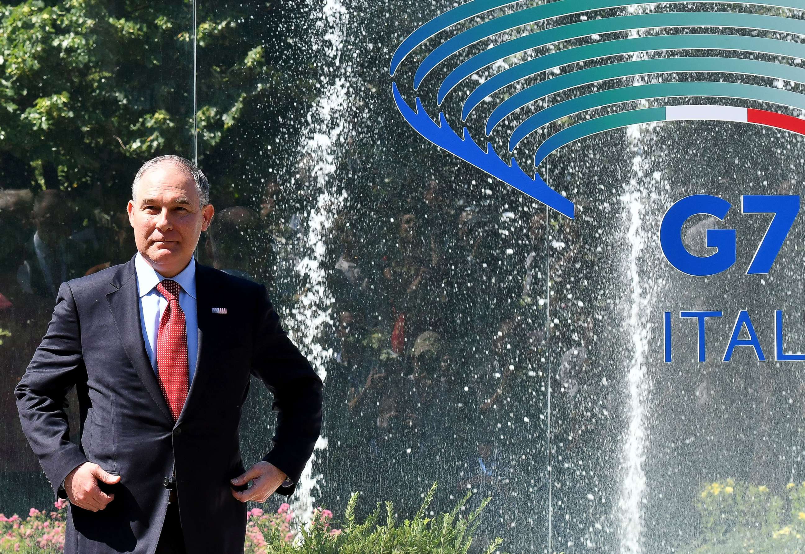 PHOTO: Head of the Environmental Protection Agency (EPA) Scott Pruitt prepares to pose for a group photo during the G7 Environment summit, June 11, 2017, in Bologna, Italy.