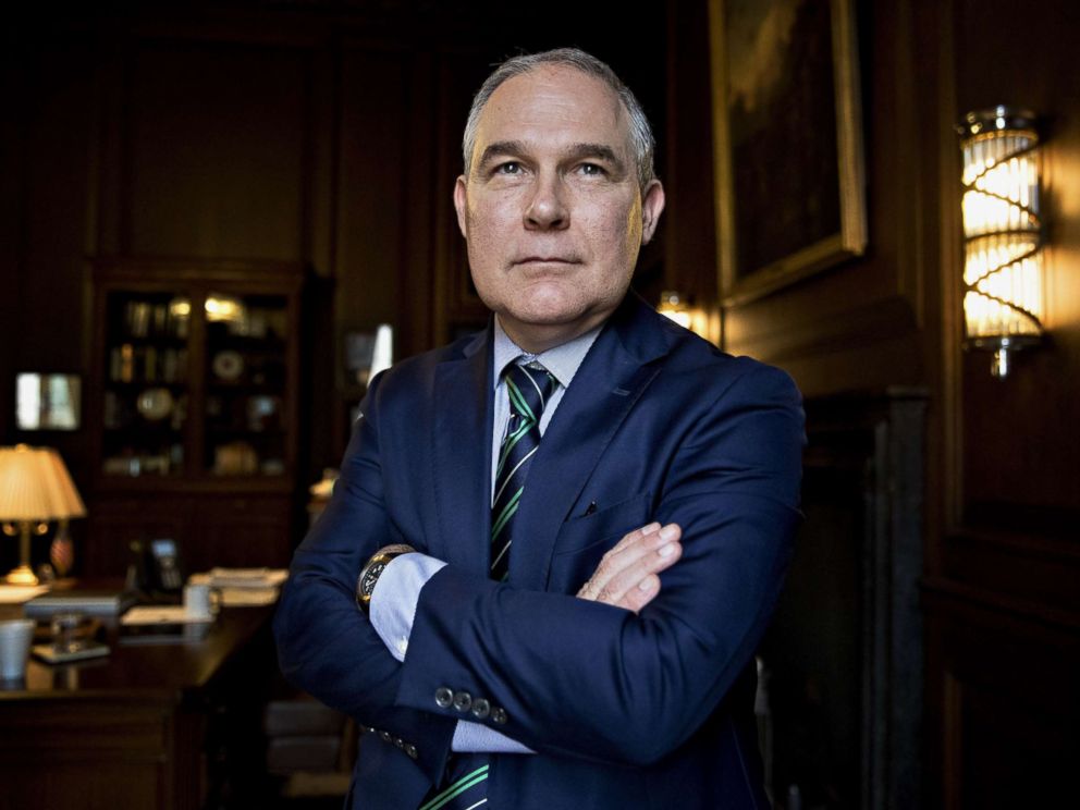 PHOTO: Scott Pruitt, administrator of the Environmental Protection Agency (EPA), stands for a photograph after an interview in his office at the EPA headquarters in Washington, Oct. 25, 2017.