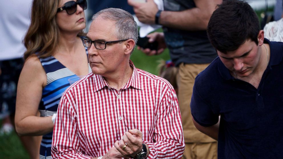 PHOTO: Environmental Protection Agency Administrator Scott Pruitt attends an Independence Day picnic for military families on the South Lawn of the White House July 4, 2018 in Washington.